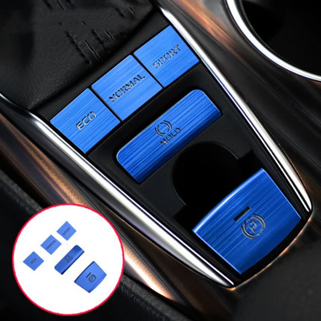 2pcs or 5pcs or 6pcs Car Electronic Handbrake Central Control Button Decoration Sticker Suitable for Toyota 8th Generation Camry 5 pcs Blue