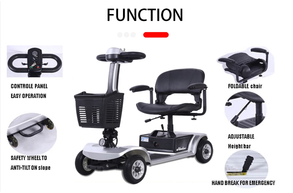 A foldable electric scooter for adults with different functions.