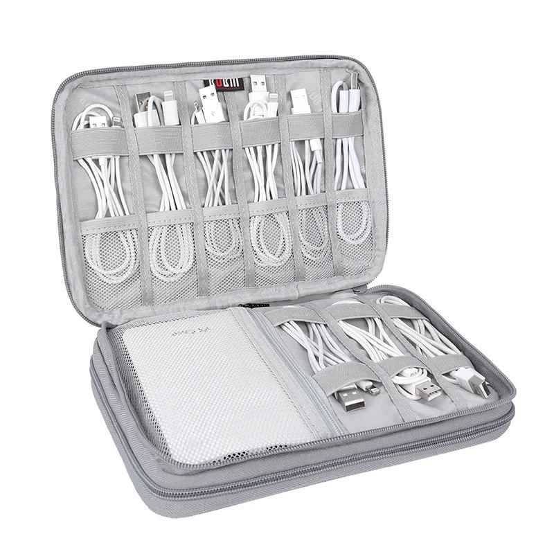 Двухслойная сумка для хранения цифровых устройств USB кабель наушников внешний