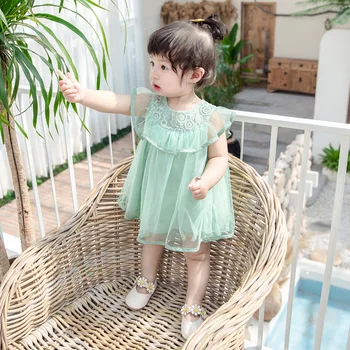 

2020 Korea Style Girls Lace Dress Summer Sleeveless Fashion Girls Dresses 1-6 Years