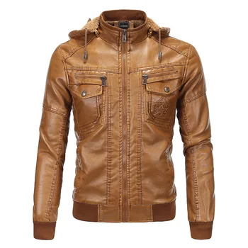 

Pattern Mens PU Jackets and Coats Vintage Faux Leather Jacket Pockets Motorcycle Coat