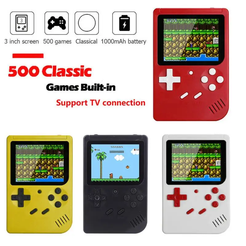 Портативная игровая консоль, встроенные 500 ретро классические игры, 3,0 дюймовый экран, портативная игровая приставка для игр