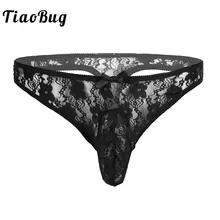 TiaoBug, сексуальные мужские цветочные кружевные бикини, трусы, Гей Нижнее белье, трусики для Сисси, нижнее белье, закрытый пенис, оболочка, стринги, трусы