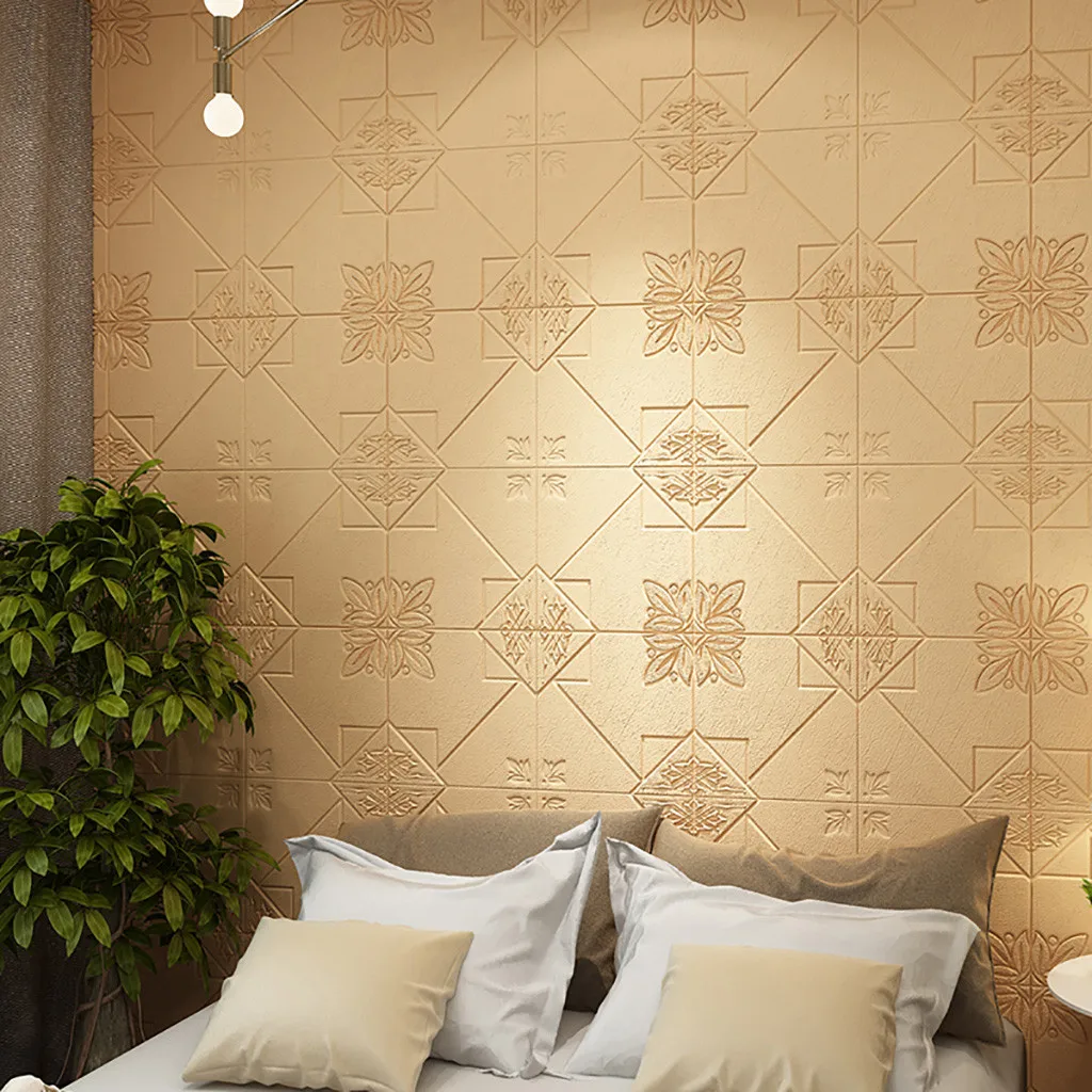 Eco-friendly Wallpaper 3D Stereo Wall Stickers Waterproof TV Background Brick Pattern Living Room Foam Bedroom | Дом и сад