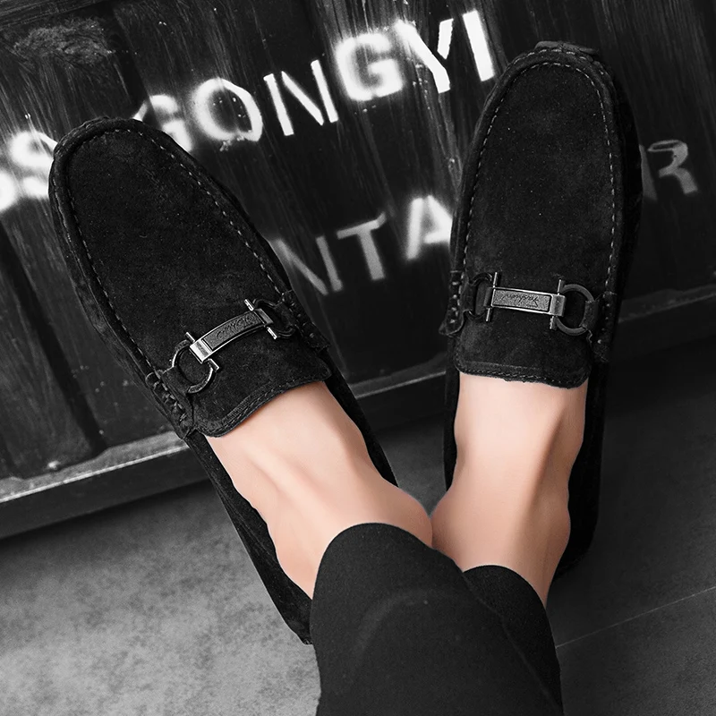 Popular Walking Driver Footwear Men Black Men Shoes Handmade Loafers Leather Driving Moccasins Mens Non-Slip Classic Man Shoes