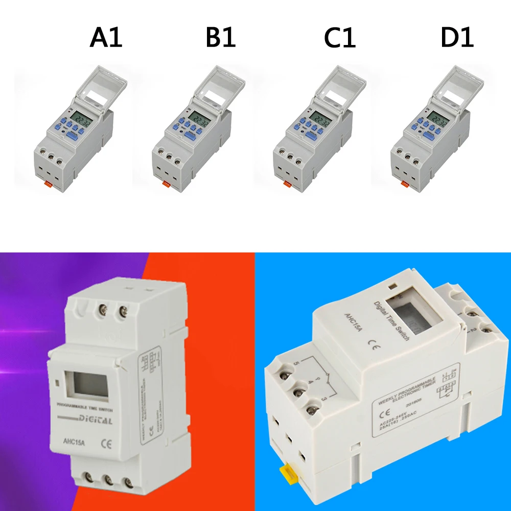

Weekly DIN Rail Mounting Digital Programmable Timer THC15A 12-220V Time Switch switching time controllers