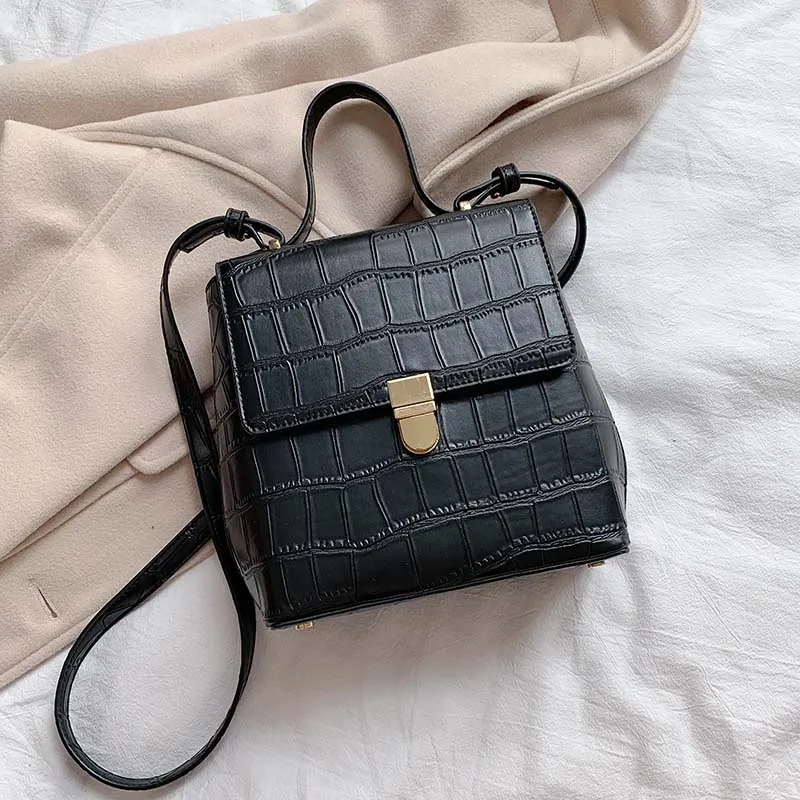 Koop Mini Steen Patroon PU Lederen Crossbody Tassen Voor Vrouwen 2019 Effen Kleur Eenvoudige Totes Lady Schouder Messenger Handtassen