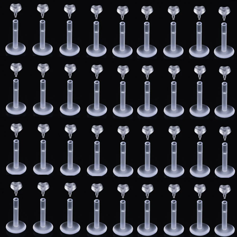 

10/30/50Pcs/lot 16G Clear Soft Transparent Invisible Lip Ring Tragus Body Labret with Ball Piercing Jewelry Bioflex Invisible