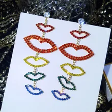 Европейский и американский темперамент преувеличенный дизайн серьги Цвет Сетка Красный Длинные серьги женские