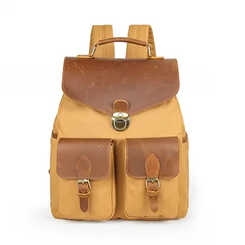 

2020 New Men's Retro Design Backpack Casual Shoulder Canvas Outdoor Travel Bag Student Multi-function Large-capacity School Bag