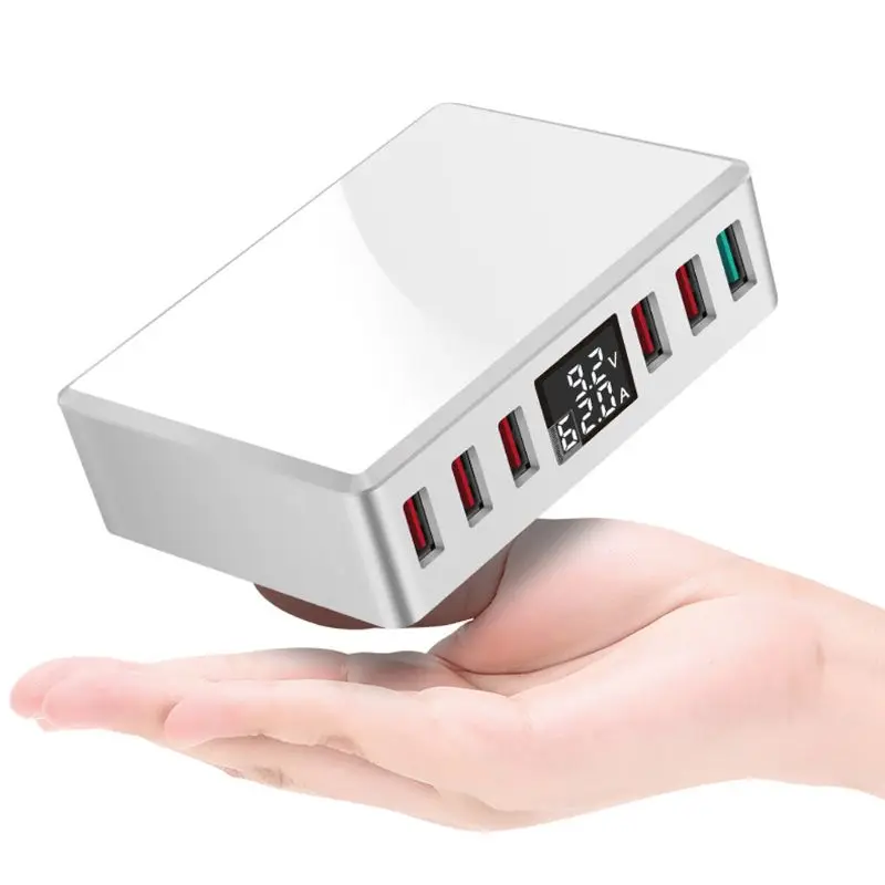 6 портов QC3.0, умное USB зарядное устройство, быстрая зарядная станция, подставка, док-концентратор с ЖК-дисплеем для умных мобильных телефонов, AU, EU, US, UK Plug