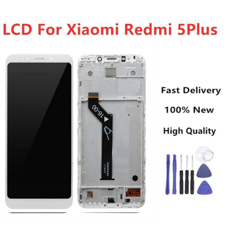100% оригинальный белый цвет для Xiaomi Redmi 5 Plus ЖК-дисплей с рамкой 10 сенсорный