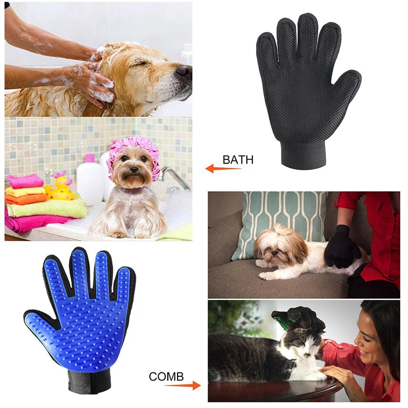 Silicone Pet Dog Grooming Gloves Cat Hair Brush Shower Comb Dog Bath Deshedding Pet Massage Gloves cleaning Supplies Right Hand2