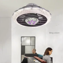Хрустальная Потолочная люстра с вентилятором для столовой спальни гостиной дистанционного управления для вентилятора лампы невидимое напряжение 110 В/220 В люстра-вентилятор