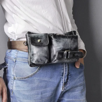 

Fashion Genuine Leather Male Crossbody Sling Bag Design Casual Travel Cigarette Case Travel Fanny Waist Belt Bag Men 8135-bb
