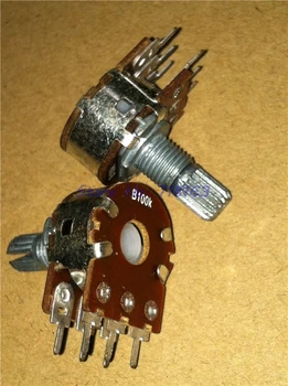 

30pcs/lot B1K B2K B5K B10K B20K B50K B100K B500K 6Pin Shaft WH148 Amplifier Dual Stereo Potentiometer 1K 2K 5K 10K 50K 100K 500K