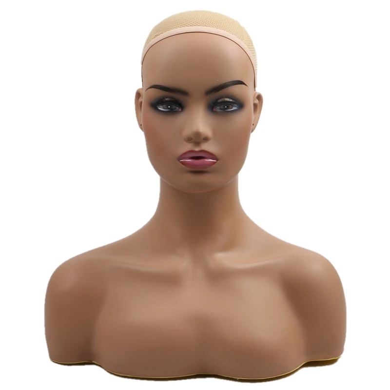 Female mannequin head in black pvc