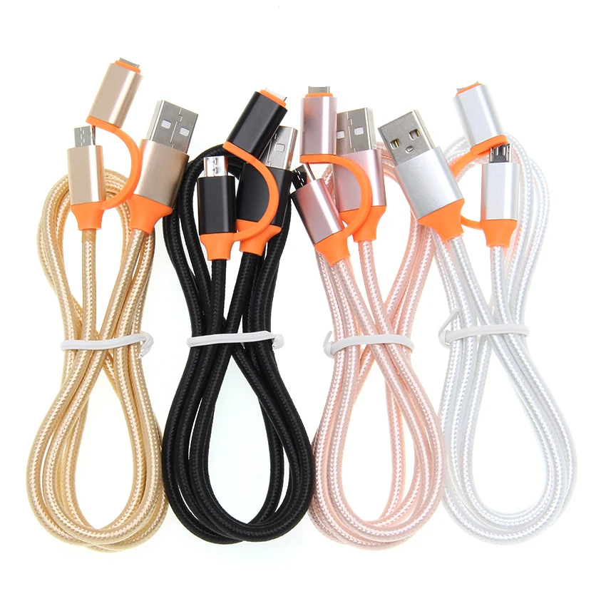Плетеный зарядный Micro USB 8Pin кабель 0 25/1 м 2 в 1 для iPhone X XR XS 7 8 6 Plus Android Xiaomi LG быстрое