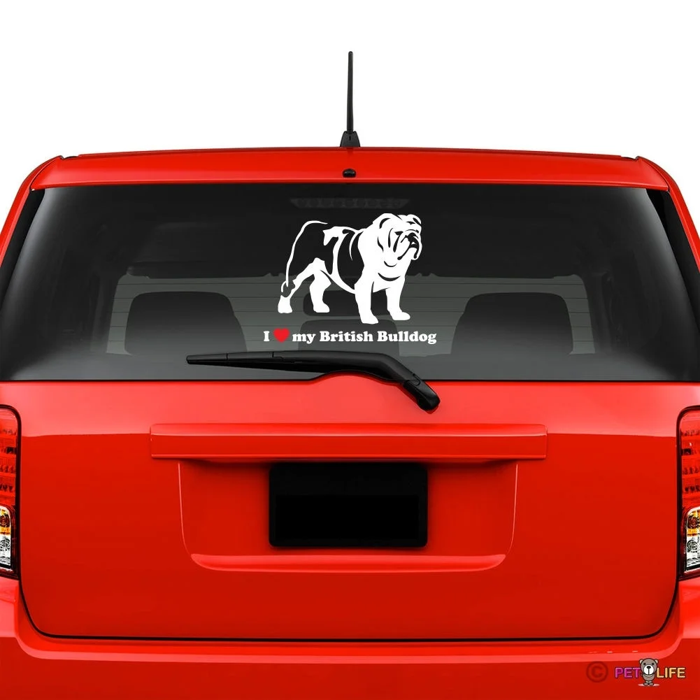 Виниловая наклейка на лобовое стекло I Love My British Bulldog | Автомобили и мотоциклы