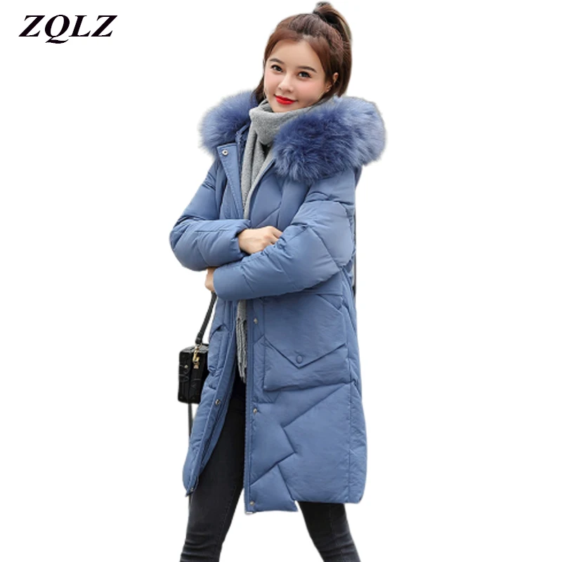 Best Zqlz 2019 New Arrival Winter Jacket Women Fur Collar Hooded Coat Female Fashion Parka High Quality Warm Thicken Outwear Parkas