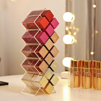 

16 Grid Lipstick Storage Box Makeup Organizer Cosmetic Storage Box Lipstick Display Stand Clear Plastic Box Can Be Stacked