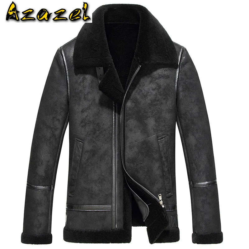 

Azazel Genuine Leather Jacket Real Pure Natural Wool Fur Coat Winter Jacket Men Real Sheepskin Leather Jackets 8321 MY350