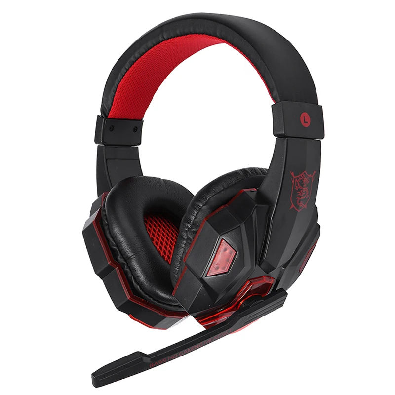For Computer PS4 1pc Professional Led Light Gamer Headset Adjustable Bass Stereo PC Wired Gaming Headphones With Mic Pohiks