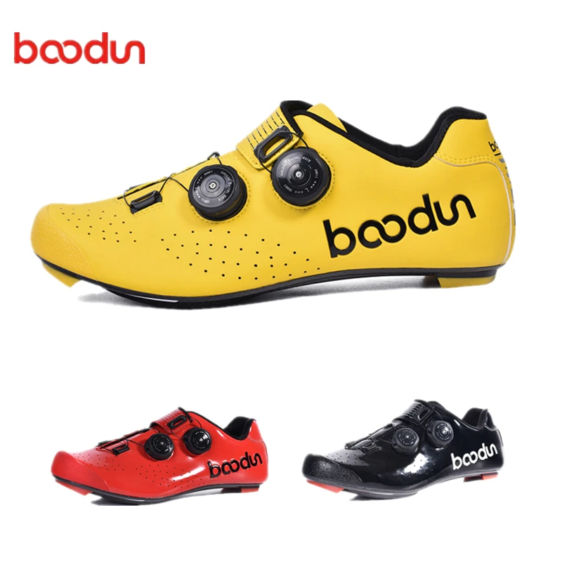 

BOODUN New Ultralight Breathable Cycling Road Shoes Carbon Fiber Self-Locking Pro Bike Shoe Bicycle Racing Athletic Sneakers Men
