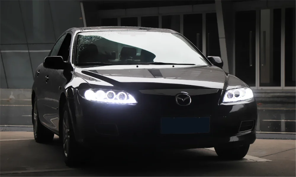 Пара для mazda 6 светодиодный фары 2003- mazda 6 HID фары биксеноновые фары противотуманные дневные ходовые огни динамический поворот
