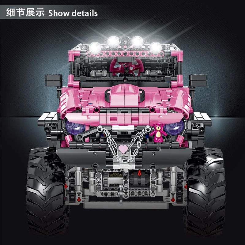 US $108.90 MORK 1 8 Off Road Vehicle Building Blocks Jeep Wrangler Rubicon 2452pcs Pink Car Model Bricks Educational Kids Toys Gifts