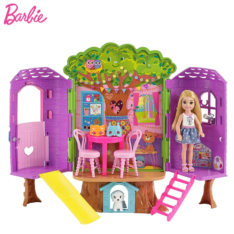 Original Barbie Dolls Kelly Tree House Beautiful Princess Toys for Girls Children Fashion Toys Makeup Bonecas Birthday Gifts