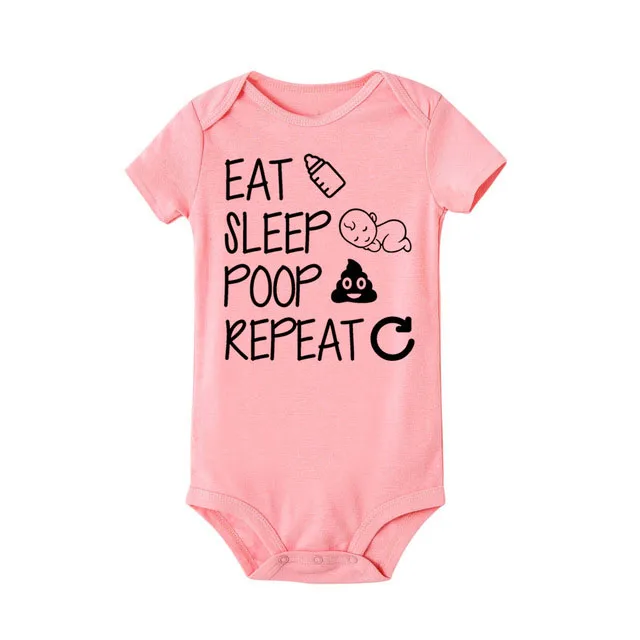 Летний комбинезон для новорожденных с надписью «Eat Sleep Poop Repeat»; боди для малышей; Забавный хлопковый комбинезон для маленьких мальчиков и девочек; спортивный костюм; одежда