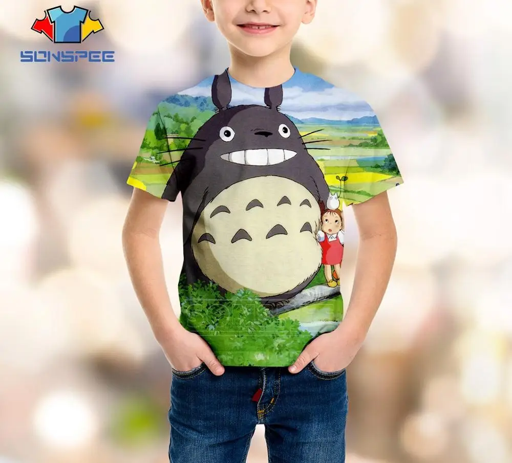 Футболка с аниме «Tonari no Totoro» Детский свитер для подростков детский топ в стиле хип-хоп с короткими рукавами и 3D принтом для мальчиков и девочек, Модный пуловер для малышей, C098 - Цвет: 14