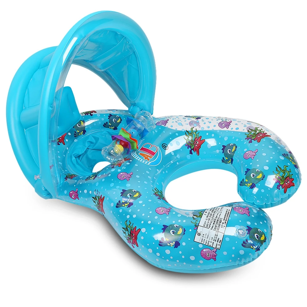 Inflatable Mother Baby Swim Float Ring Kids Seat Double Person Swimming Soft Ring Swimming Circle (9)