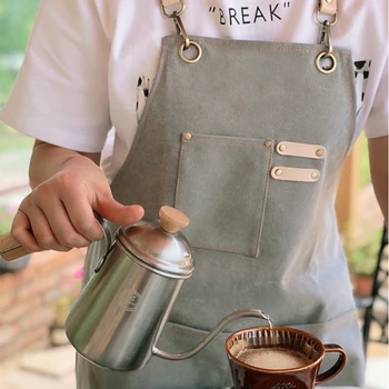 

Multifunction Canvas Cook Apron Barista Bartender Chef Hairdressing Apron Catering Uniform Work Wear Anti-Dirty Overalls