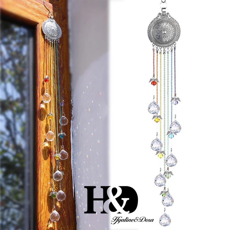 H&D HYALINE & DORA Set 3pcs Tree of Life Crystal Suncatcher Hanging Pendant  for Window