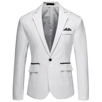 

Casual Business Men's Slim Solid Color One Button Blazer Jacket Party Banquet Dinner Man Suit Coat Singer Hosted Stage Talicoat