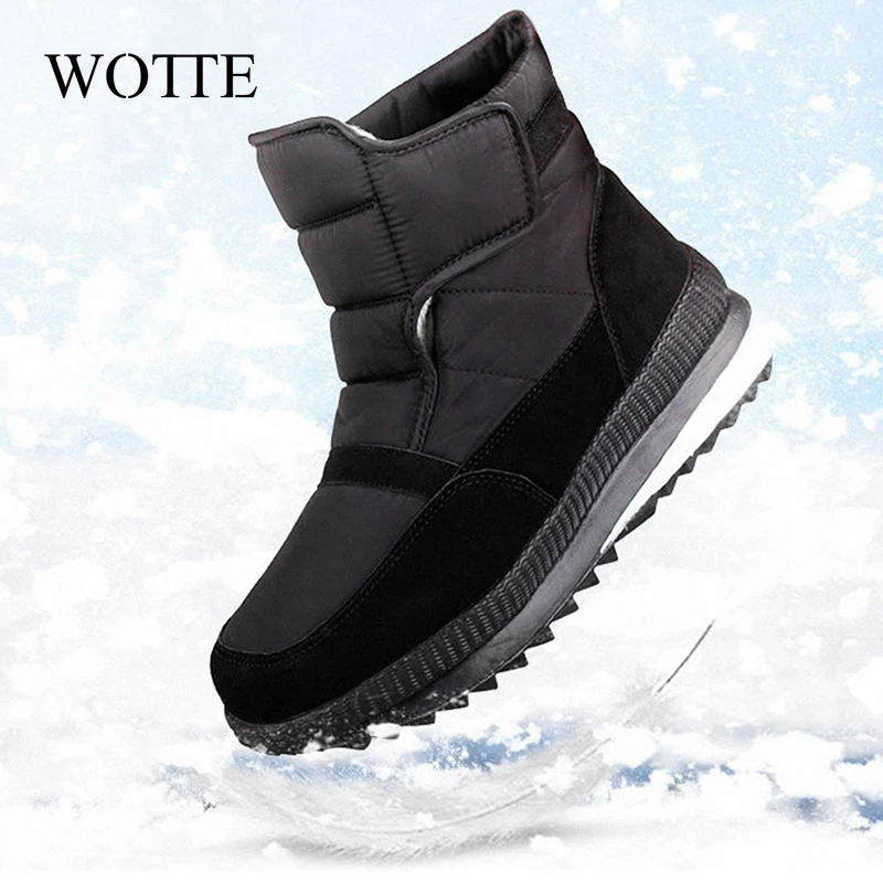 High quality Men Boots Winter Shoes Men Ankle Boots Waterproof Non-slip Warm Fur Flat Snow big size 36-47 кроссовки
