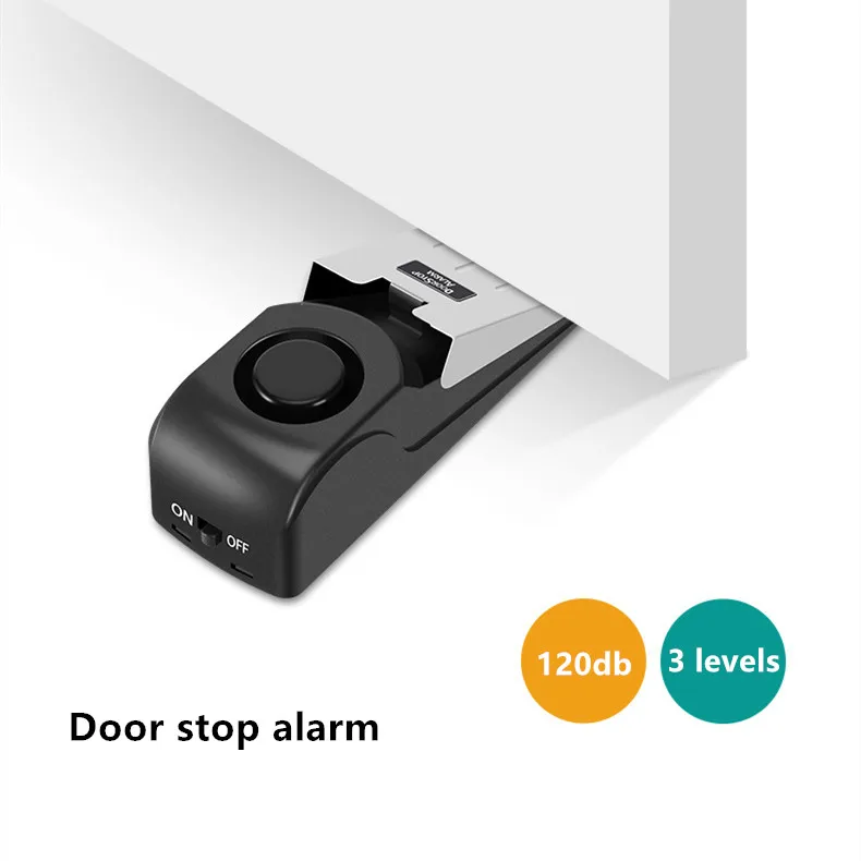 

120dB Smart Alarm Wireless Alarm Door Stop Alarm for Home Wedge Covered Alarm Security System Block Blocking Alarm System