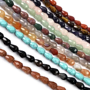 

Natural Stone Beaded Water drop shape Faceted Agates crystal Scattered bead For jewelry making DIY Necklace Bracelet Accessories