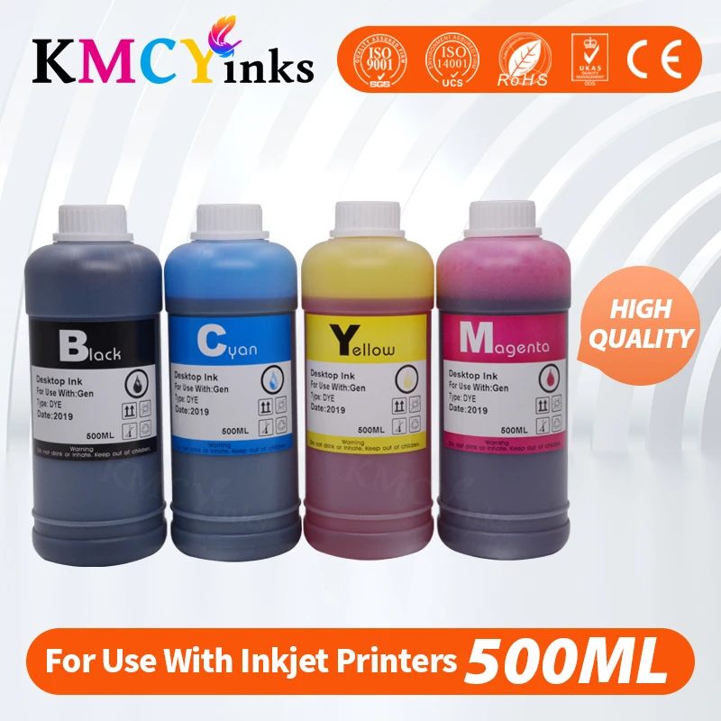 Kmcyink Printer Dye Ink Refill Kit 500Ml Bottle Ink Per Hp304 Per Hp 304 Xl Deskjet 2620 2630 2632 5030 5020 5032 3720 3730