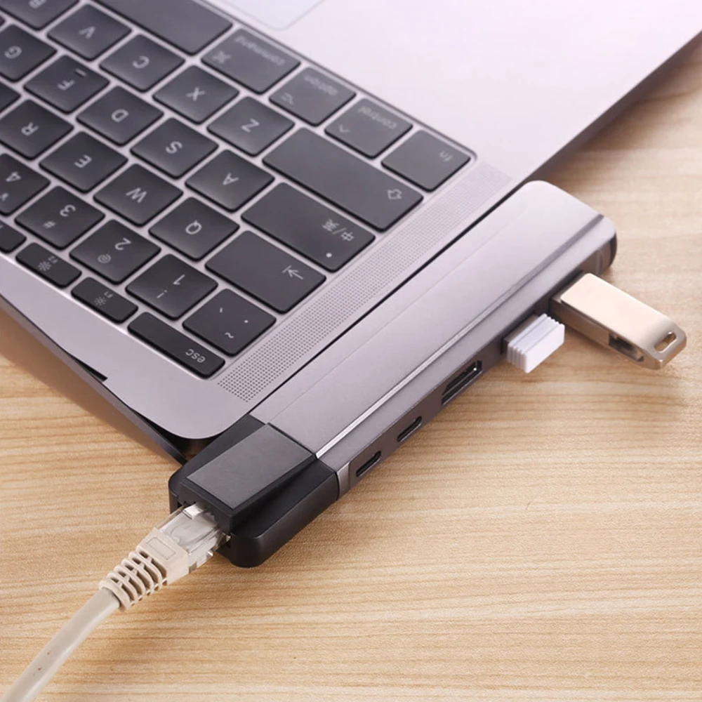 USB C концентратор к HDMI Rj45 1000 м Thunderbolt 3 адаптер type-C док-станция для MacBook Pro/Air с PD порт зарядки данных USB сплиттер