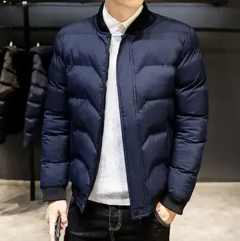 

Winter Standing Collar Down Cotton Jackets Mens Short Warm Down Coats Male Winter Baseball Overcoat Jacket Man