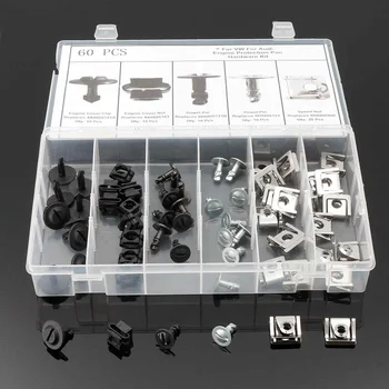 

60Pcs Car Engine Protection Pan Hardware Kit Pin Clip Nut for Audi A4 S4 /VW Passat Pin Clip Nut4A0805121A 8D0805121 8D0805960 A