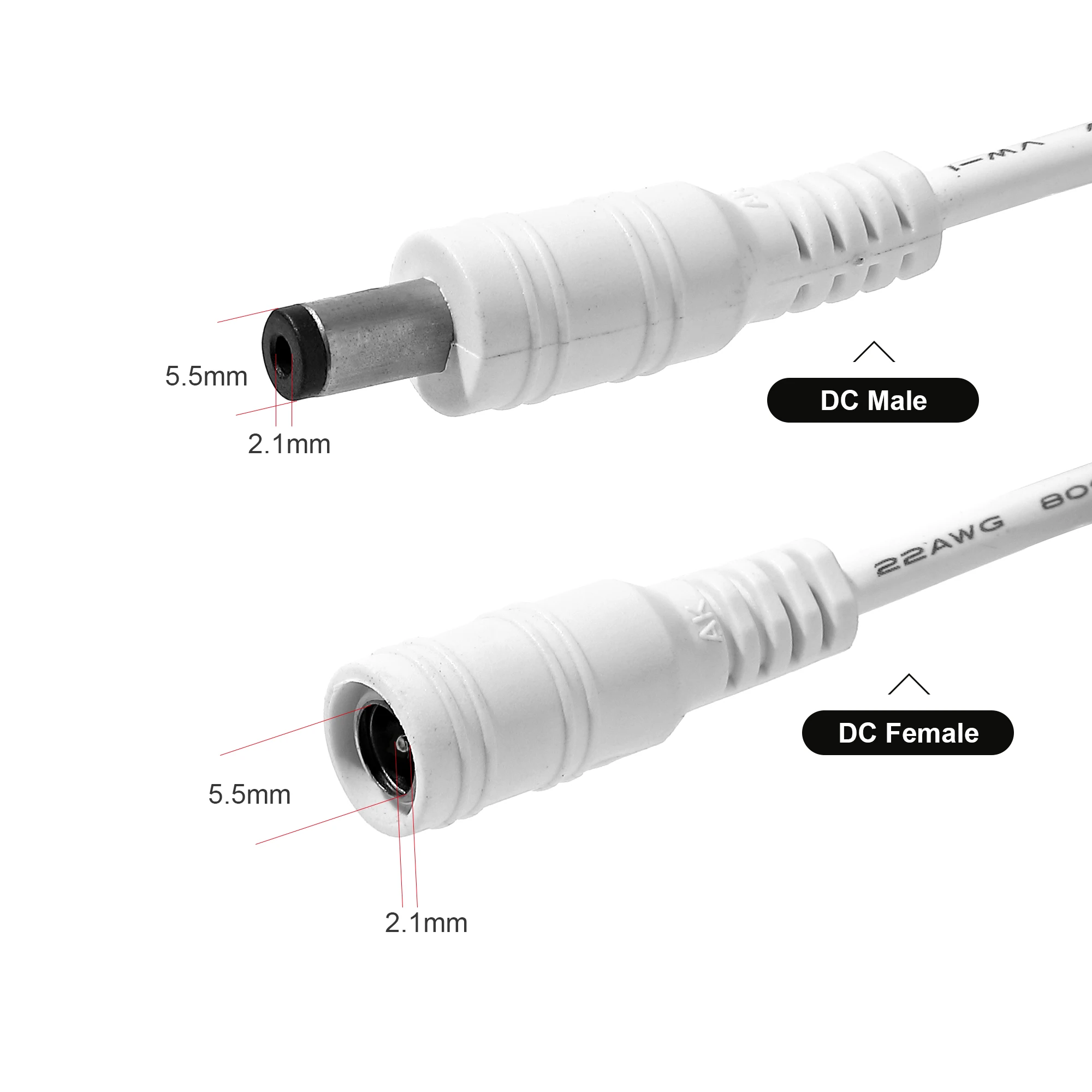 12V power extension cord 1M -20M 2.1 * 5.5mm connector DC power cord for CCTV surveillance camera LED bar radio printer