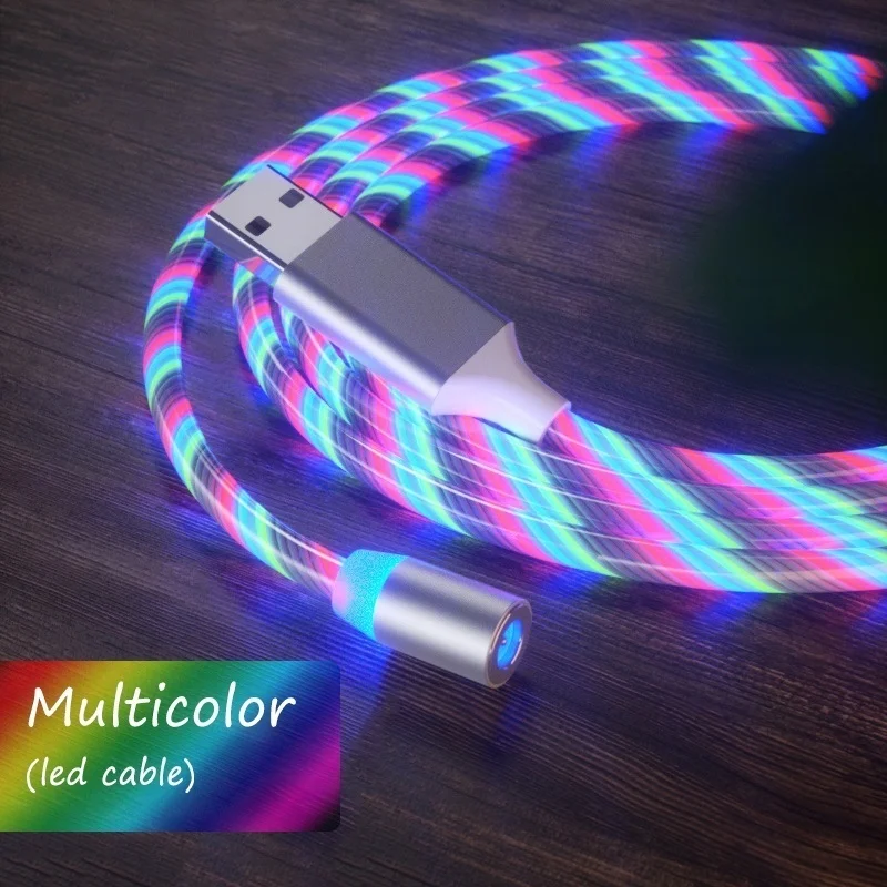 Цветной светодиодный магнитный кабель Micro USB типа C для быстрой зарядки и передачи данных для мобильных телефонов Iphone, samsung, Xiaomi, Android - Цвет: Multicolor