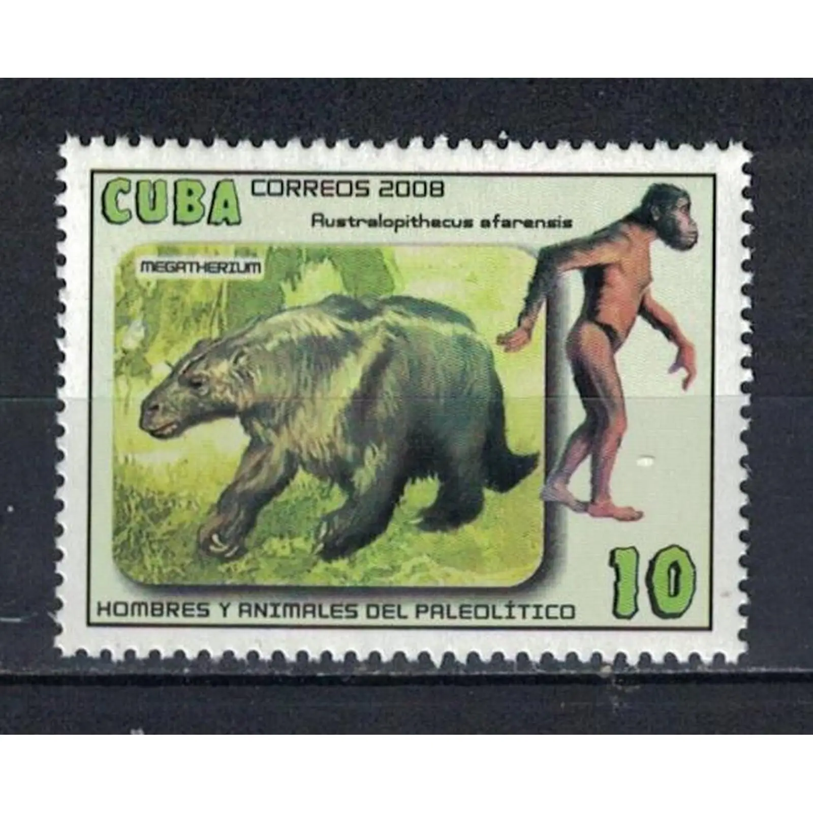 Почтовые марки Kyбa 2008г. "Мегатерий и австралопитек афарский" MNH - Древние люди |