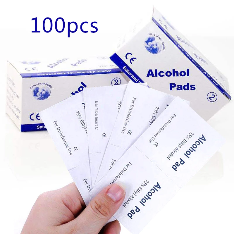 

100 Pcs Alcohol Wet Wipe Disposable Disinfection Prep Swap Pad Antiseptic Skin Cleaning Care Jewelry Mobile Phone Clean Wipe