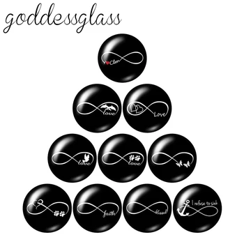 

ZB1213 infinity symbol love 10pcs mixed 12mm/18mm/20mm/25mm Round photo glass cabochon demo flat back Making findings
