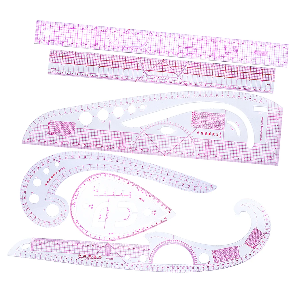 6 Pieces Multi-Style Design Drawings Straight and Curve Ruler Set for Clothes Design Accessories 6 Pieces Multi-Style Design Drawings Straight and Curve Ruler Set for Clothes Design Accessories